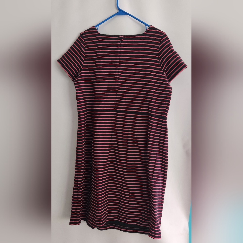 Talbots Women Black & Pink Striped SS Dress Size 14W